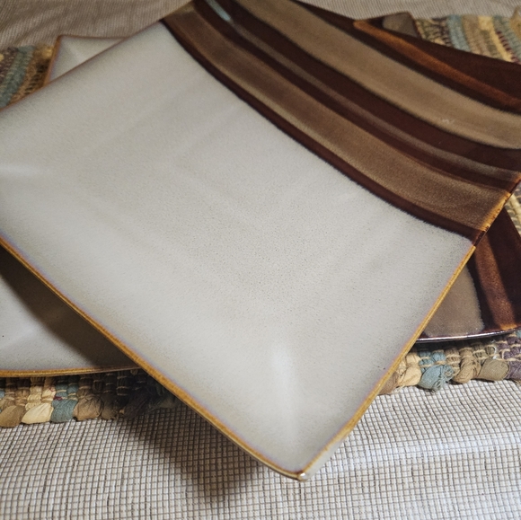 Sango Avanti Brown 4722 Dinner Plates Square 11" Set of 2 Glazed Stoneware - Picture 3 of 8